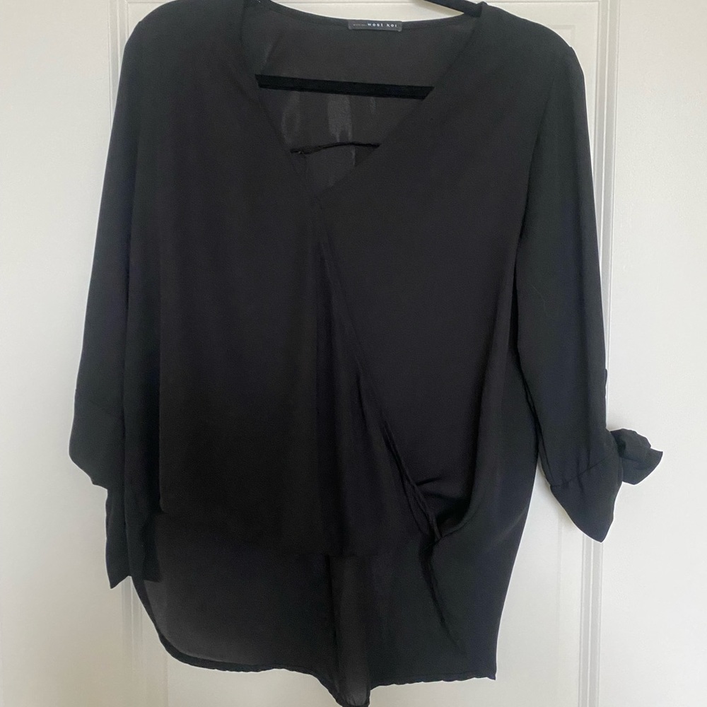 Black Surplice Blouse West Kei